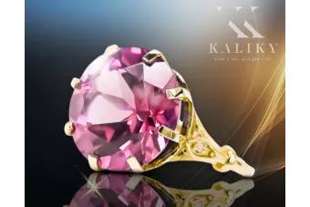 Style vintage Anneau Améthyste Or jaune 14 carats vrc073y